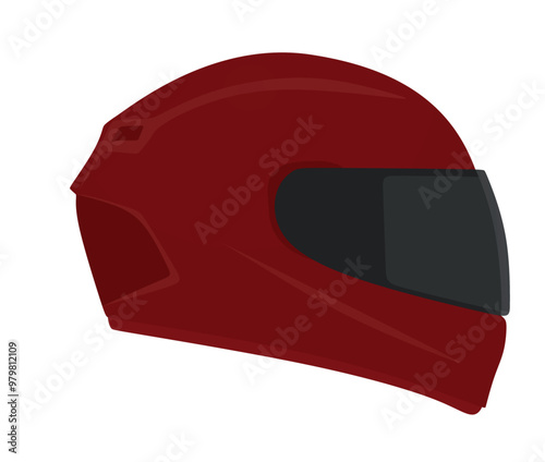 Red motorcycle helmet. vector illustration