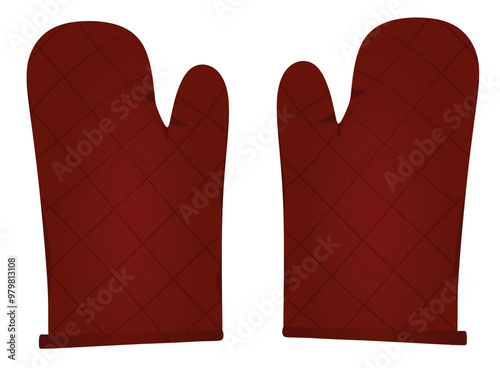 Red cooking gloves. vector illustration