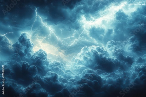 dramatic storm clouds with forked lightning bolts illuminating the turbulent sky isolated on pristine white background