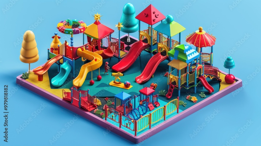 Colorful Playground 3D Illustration Colorful Playground 3D Illustration