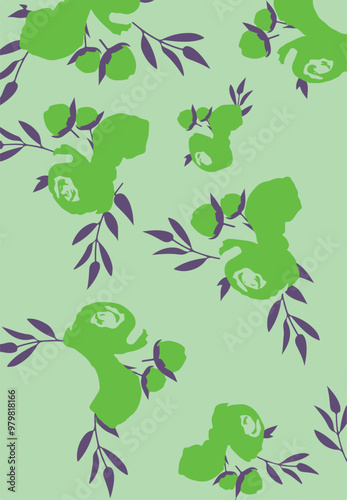 Flowers seamless pattern. vector illustration. Abstract flowers, floral vector with leaves