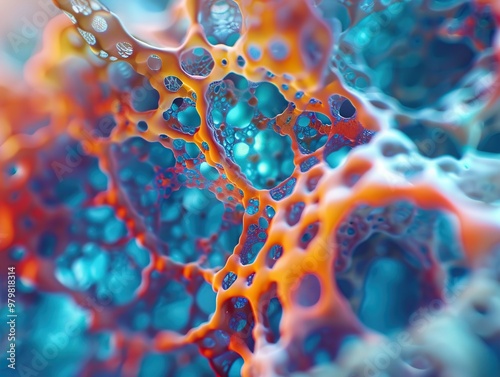 Abstract Cellular Structure: Glowing Organic Texture