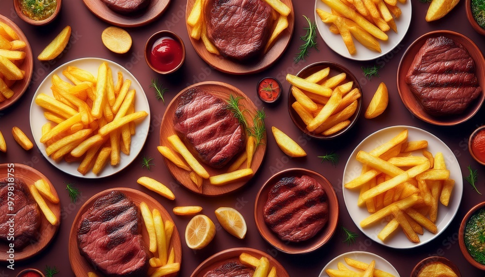 steak and chips repeated pattern steak and chips repeated pattern