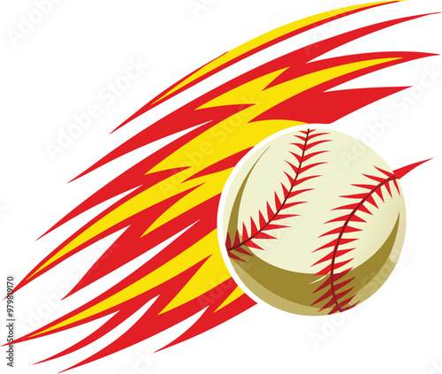 Baseball stylized t shirt design representing motion. AI generative.