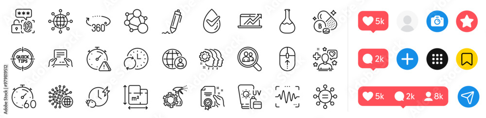 Patient, Employees teamwork and Biometric security line icons pack. Social media icons. Search employees, Update time, Attention web icon. Tips, Ethics, Sunscreen pictogram. Vector Patient, Employees teamwork and Biometric security line icons pack. Social media icons. Search employees, Update time, Attention web icon. Tips, Ethics, Sunscreen pictogram. Vector