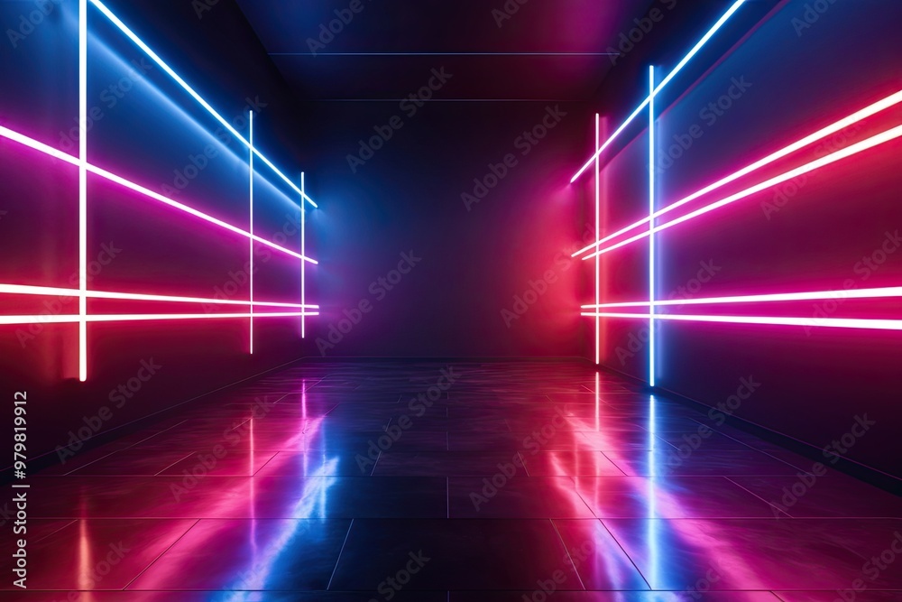 3D Rendering of a Surreal Landscape with Rocky Mountains and Dynamic Neon Lines in Motion 3D Rendering of a Surreal Landscape with Rocky Mountains and Dynamic Neon Lines in Motion
