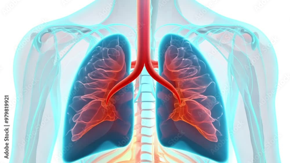 Hologram of inflamed lungs in the human body. generative ai Hologram of inflamed lungs in the human body. generative ai