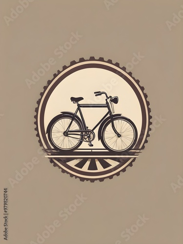 A vector illustration of a vintage bicycle with detailed gears and handlebars in a retro style photo