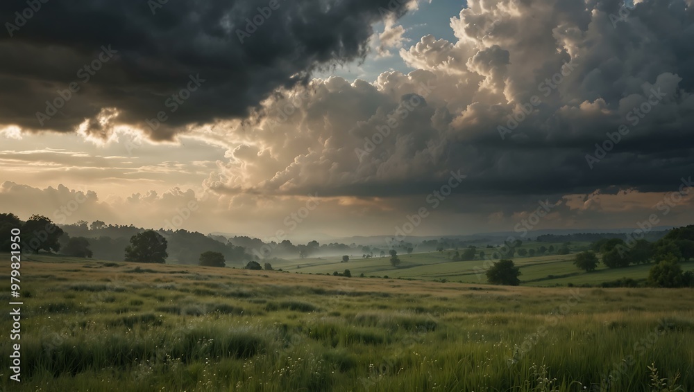 Peaceful cloudy landscape with soft tones. Peaceful cloudy landscape with soft tones.