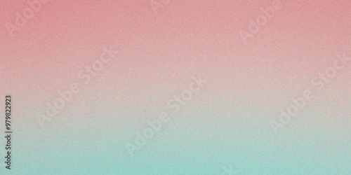 Soft aquamarine coral pink white gradient background for soothing visual appeal, grainy gradient background texture. Colorful digital grain soft noise effect 