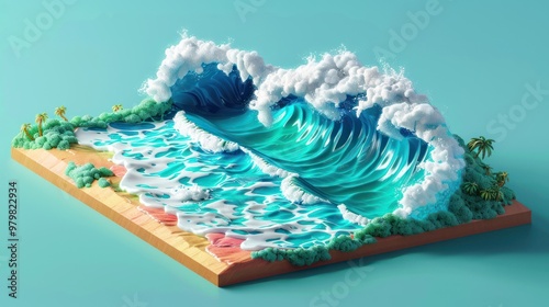 Breaking Wave 3D Illustration
