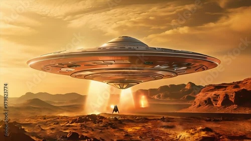 ufo landing over the planet