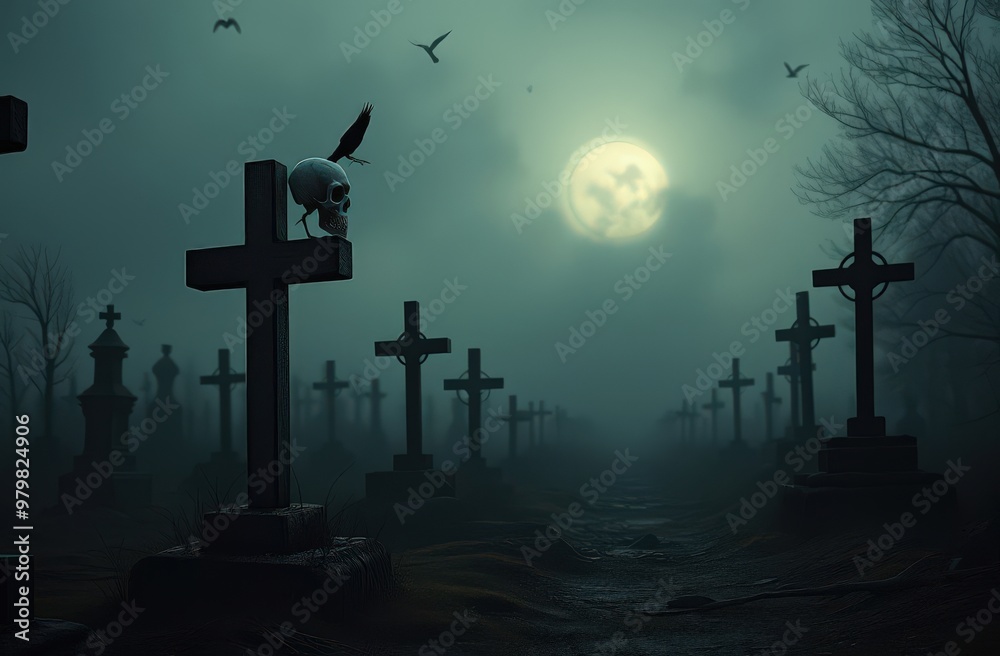 Cemetery on a dark night Cemetery on a dark night