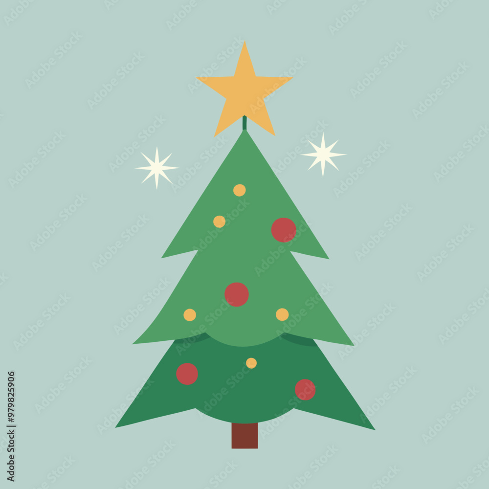 Elegant Christmas tree vector illustration with clipart and line art design. Elegant Christmas tree vector illustration with clipart and line art design.