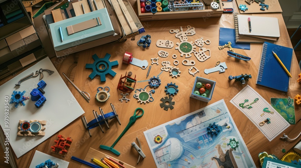 Fototapeta premium Wooden Gears on a Table