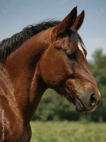 Profile of a horse, close-up on its face