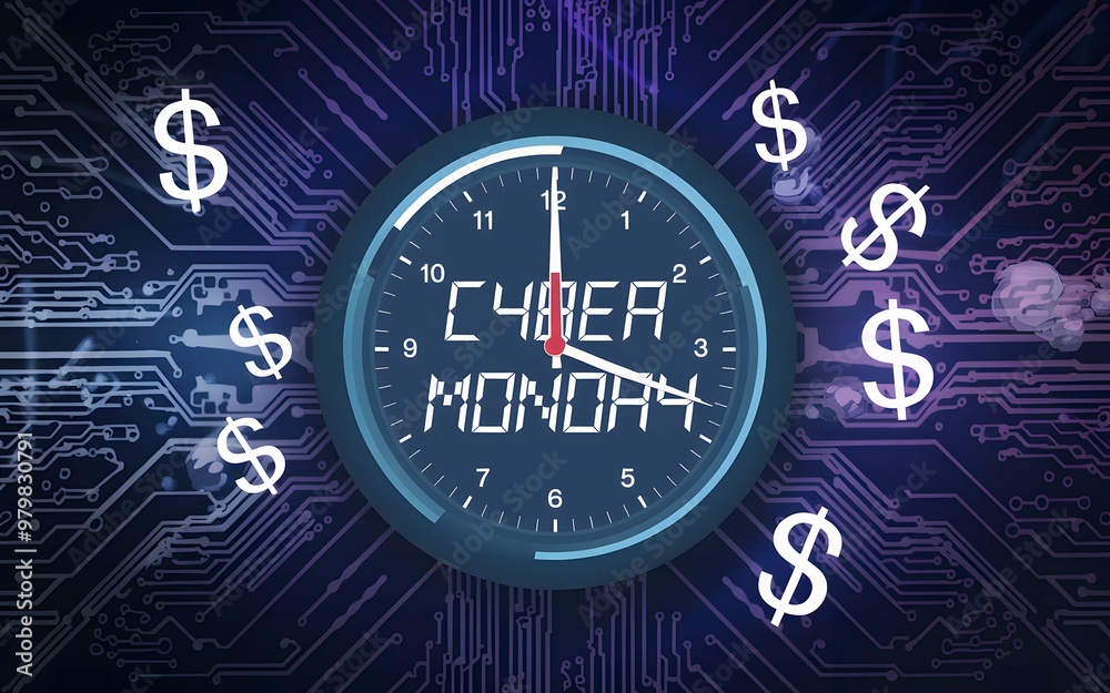 Cyber Monday Countdown Clock Digital Background for Sales Promotions, Generative-AI Cyber Monday Countdown Clock Digital Background for Sales Promotions, Generative-AI