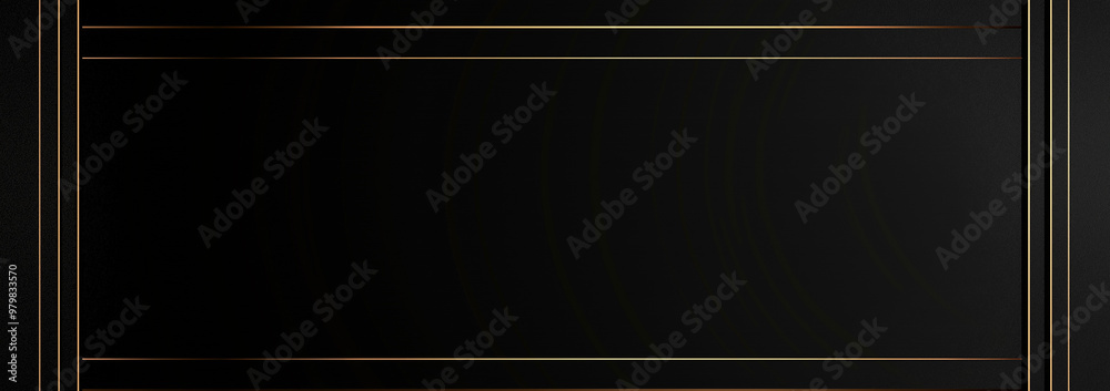 Fototapeta premium Abstract modern design, solid black background with gold lines. AI generation.