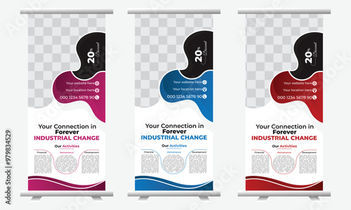 Corporate rollup banner template, advertisement, pull up, polygon background, vector illustration, business flyer, and display banner for your Corporate business. Corporate roll up banner design.