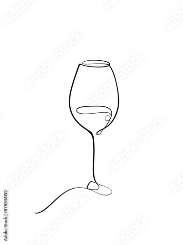 The wine glass cheers is drawn in one line style. Printable wall art.	