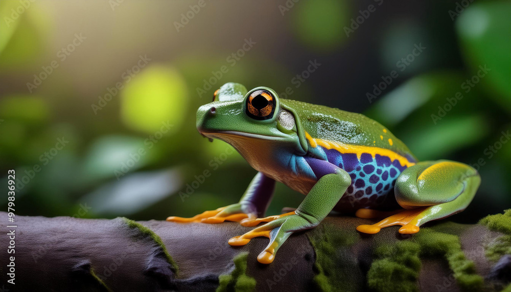 Obraz premium Close-Up of a Frog in its Natural Habitat