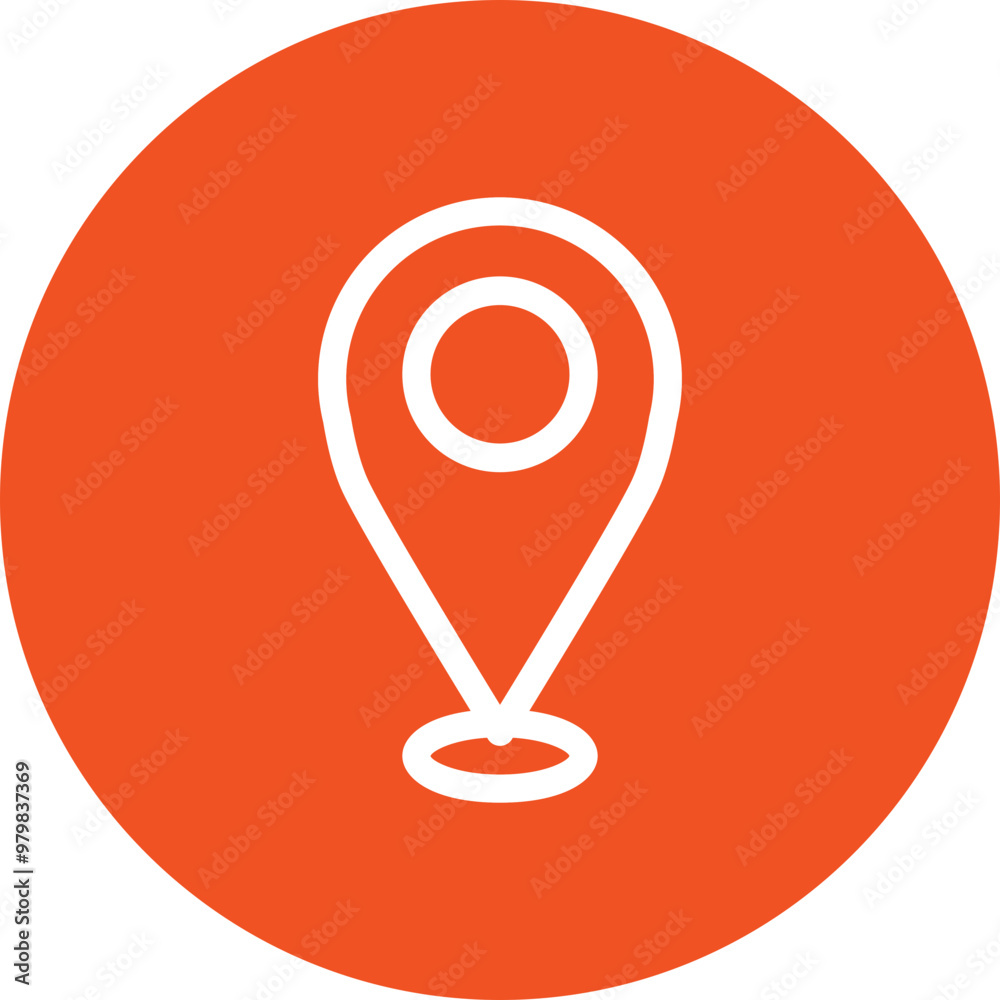 Map pointer location single isolated icon with outline style icon on white background