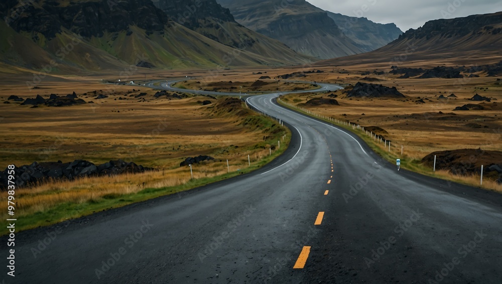Ring Road near Vik in Iceland, scenic view. Ring Road near Vik in Iceland, scenic view.