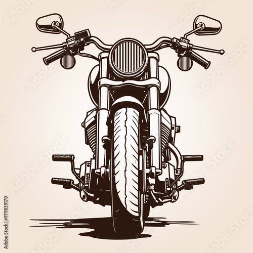 Harley motorcycle isolated on white, Classic motorcycle concept in vintage monochrome style isolated vector, motorcycle emblem illustration label vector.