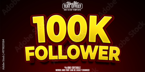 Social media editable text effect, customizable follower and network 3d font style