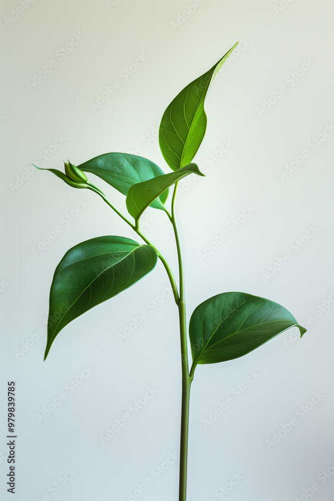 green plant with leaves growin isolated on white background green plant with leaves growin isolated on white background