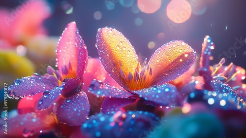 Macro Photo of Plants and Flowers with Water