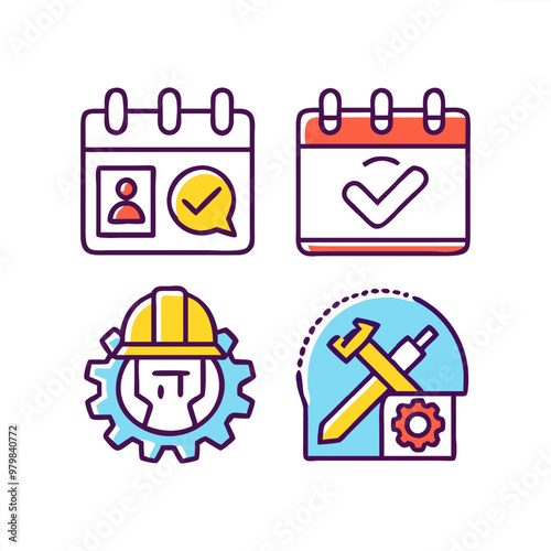 Labor day theme icon set