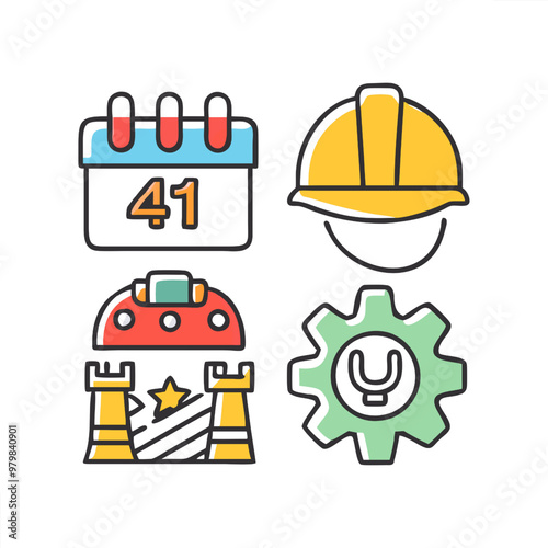 Labor day theme icon set