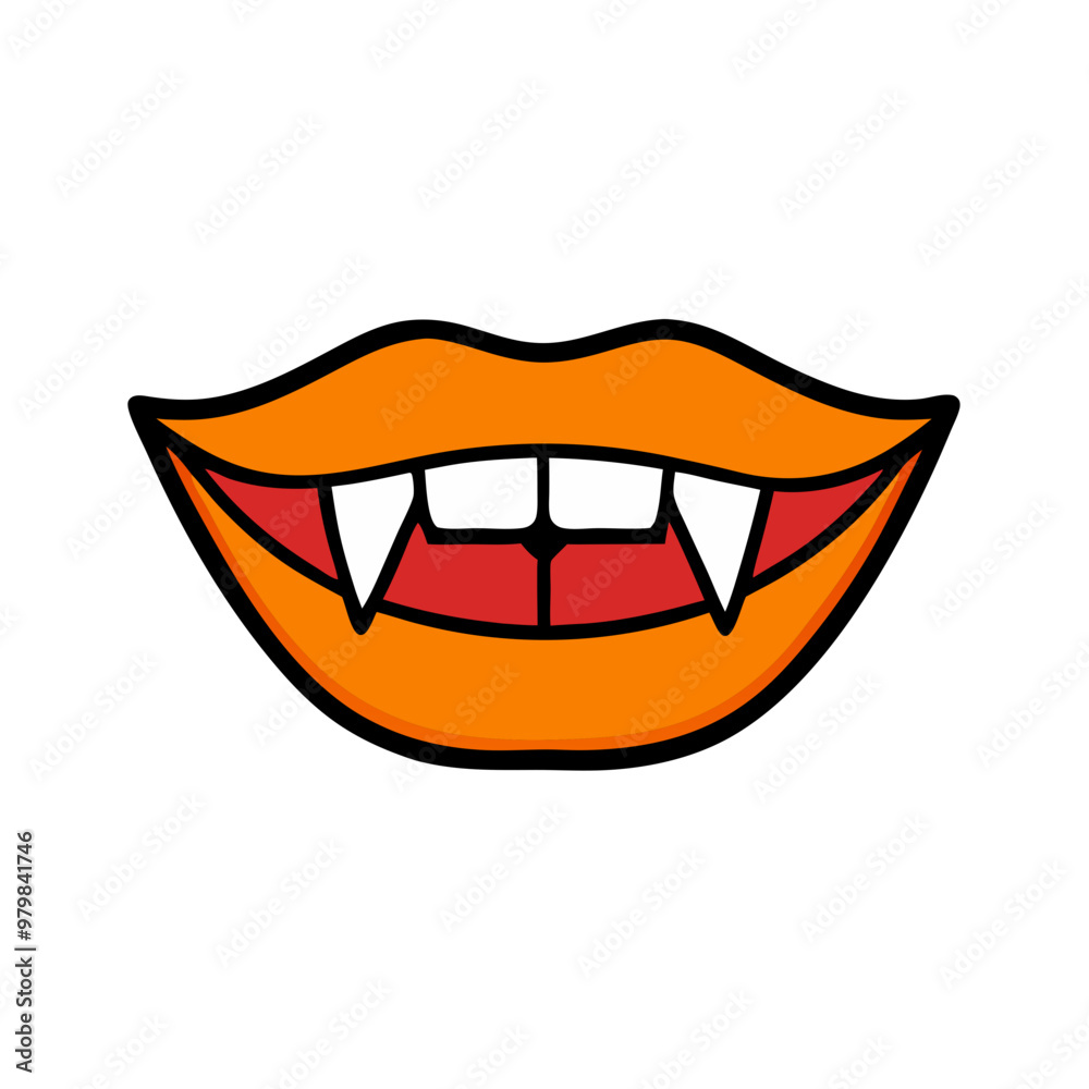 A cartoon drawing of a vampire's mouth with teeth showing A cartoon drawing of a vampire's mouth with teeth showing