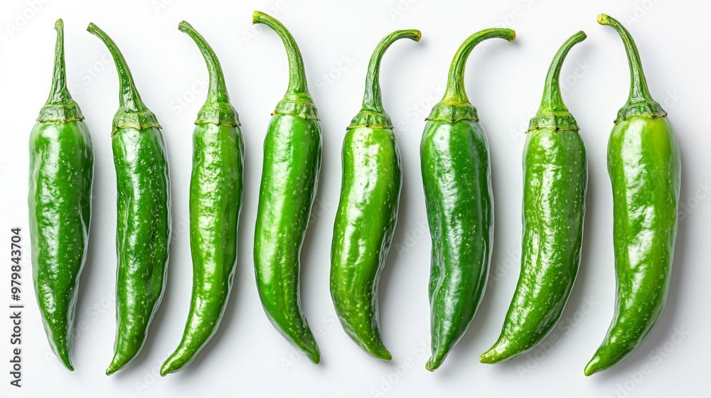 Green chili chilli chilies pepper fruit vegetable on white background Green chili chilli chilies pepper fruit vegetable on white background