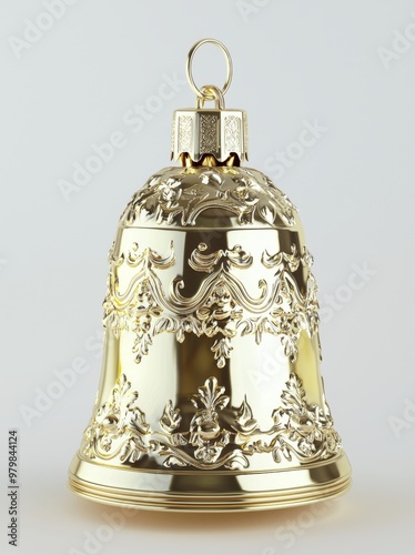 Christmas bell template, 3D render illustration. photo