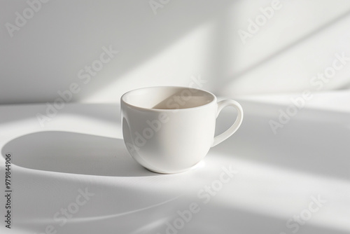 Minimalist coffee cup on white table