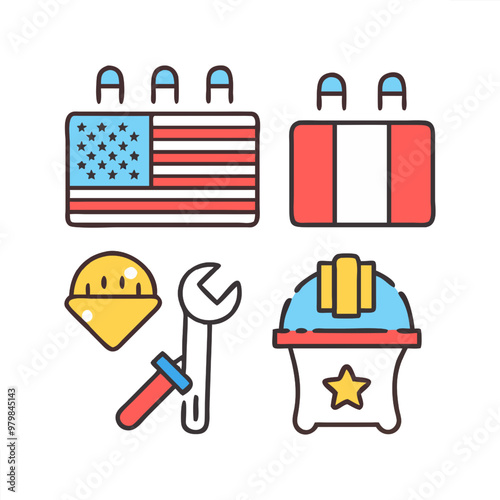 Labor day theme icon set