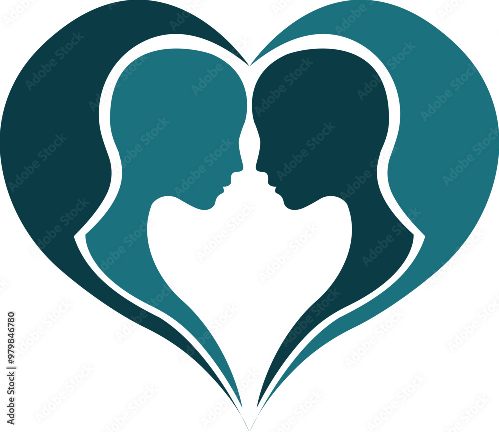 Combination logo from heart and people symbol logo design concept Combination logo from heart and people symbol logo design concept