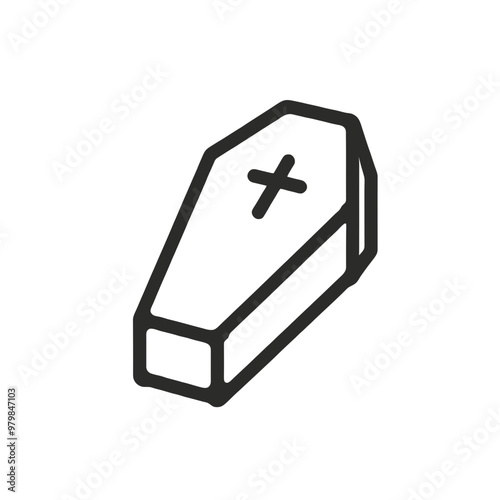 Vector illustration of a coffin, symbolizing funeral themes in a minimalist design.