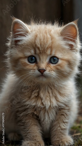 Scottish kitten, fluffy and adorable.