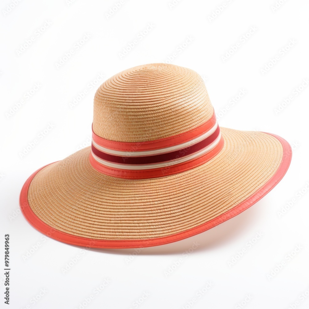 women's sun hat with wide brim on a white background with stripe women's sun hat with wide brim on a white background with stripe