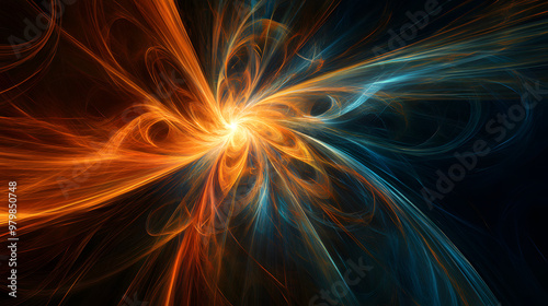 An abstract energy field with glowing lines radiating from a central point, symbolizing power or creativity