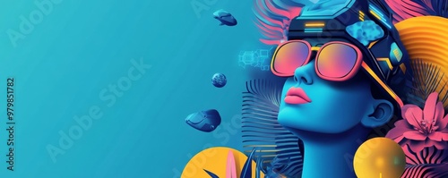 Aquarius futurist, neon blue tones, tech gadgets, innovative ideas, progressive energy