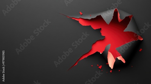 A black paper background with a jagged tear, revealing bright red discount numbers for a Black Friday promotion.