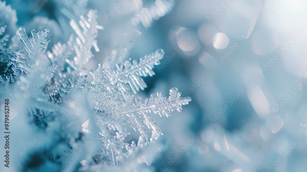 Close up macro shot capturing frosty ice decorations on glass with shallow focus Close up macro shot capturing frosty ice decorations on glass with shallow focus