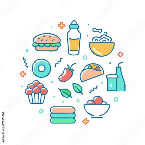 Food vector icon set