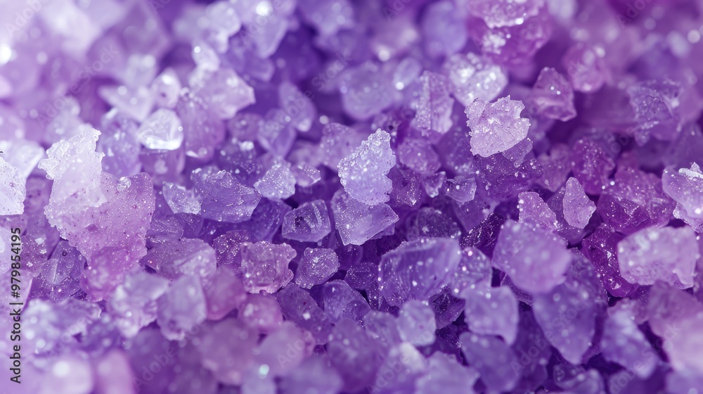 Close up of lilac bath salt crystals Close up of lilac bath salt crystals