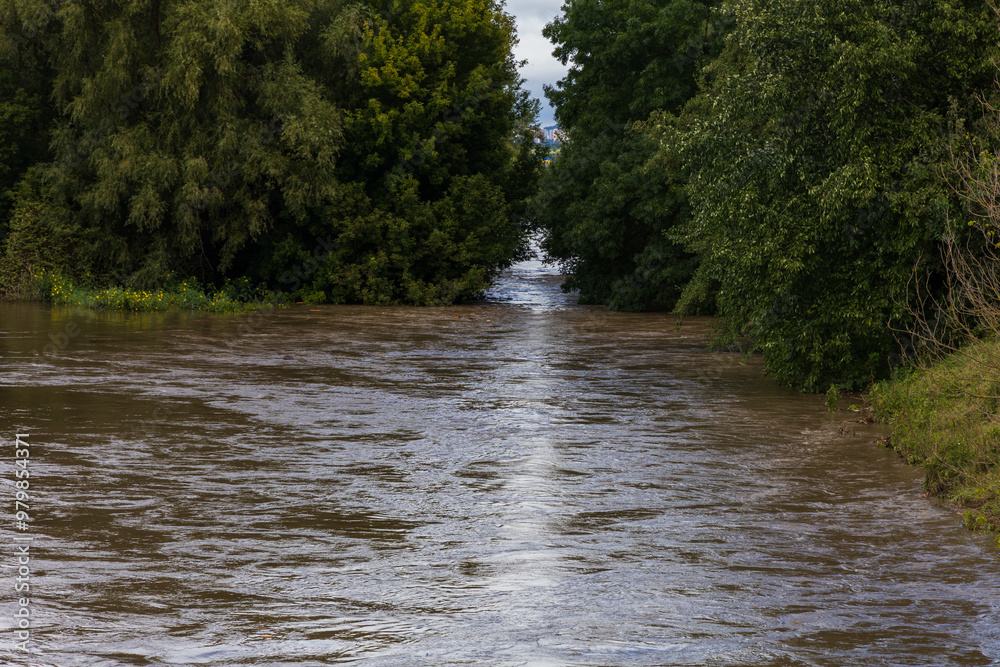 The confluence of the Svratka and Svitava rivers in the city of Brno, Czech Republic.