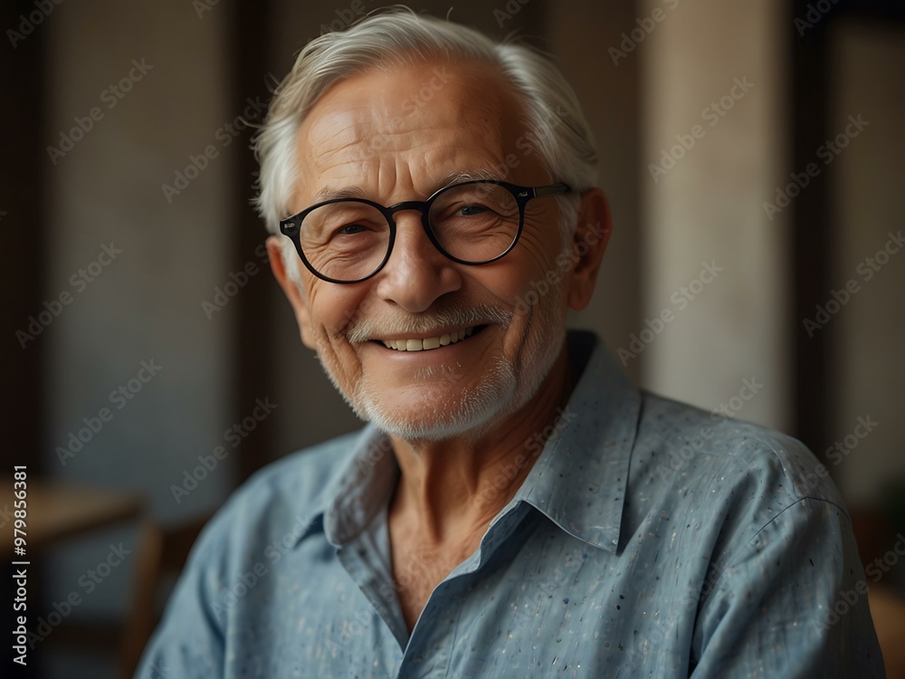 Smiling elderly man enjoying tranquility on International Older Persons Day, copy space